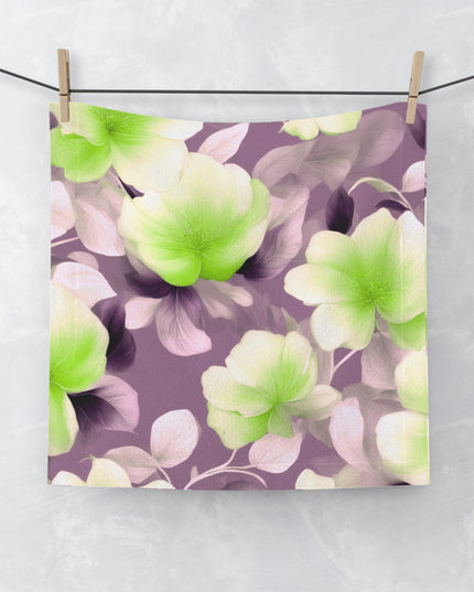 Lime Lavender Floral Bunch Face Towel, 13" x 13"