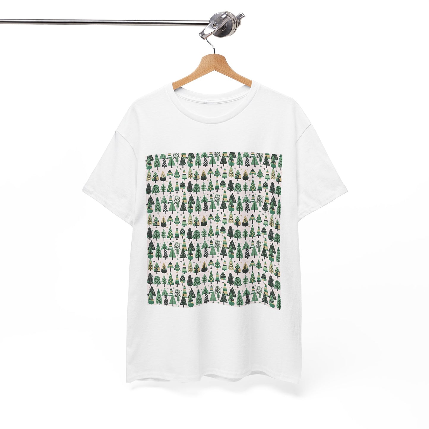Mini Vintage Green Trees Unisex Heavy Cotton Tee, Medium
