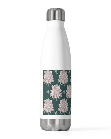 Soft White Floral Butterflies 20oz Insulated Water Bottle