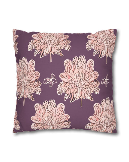 Pink Floral Butterflies Spun Polyester Square Pillowcase, 14" x 14"