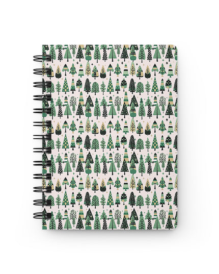 Mini Vintage Green Trees Spiral Bound Journal, 5" x 7" 150 pages