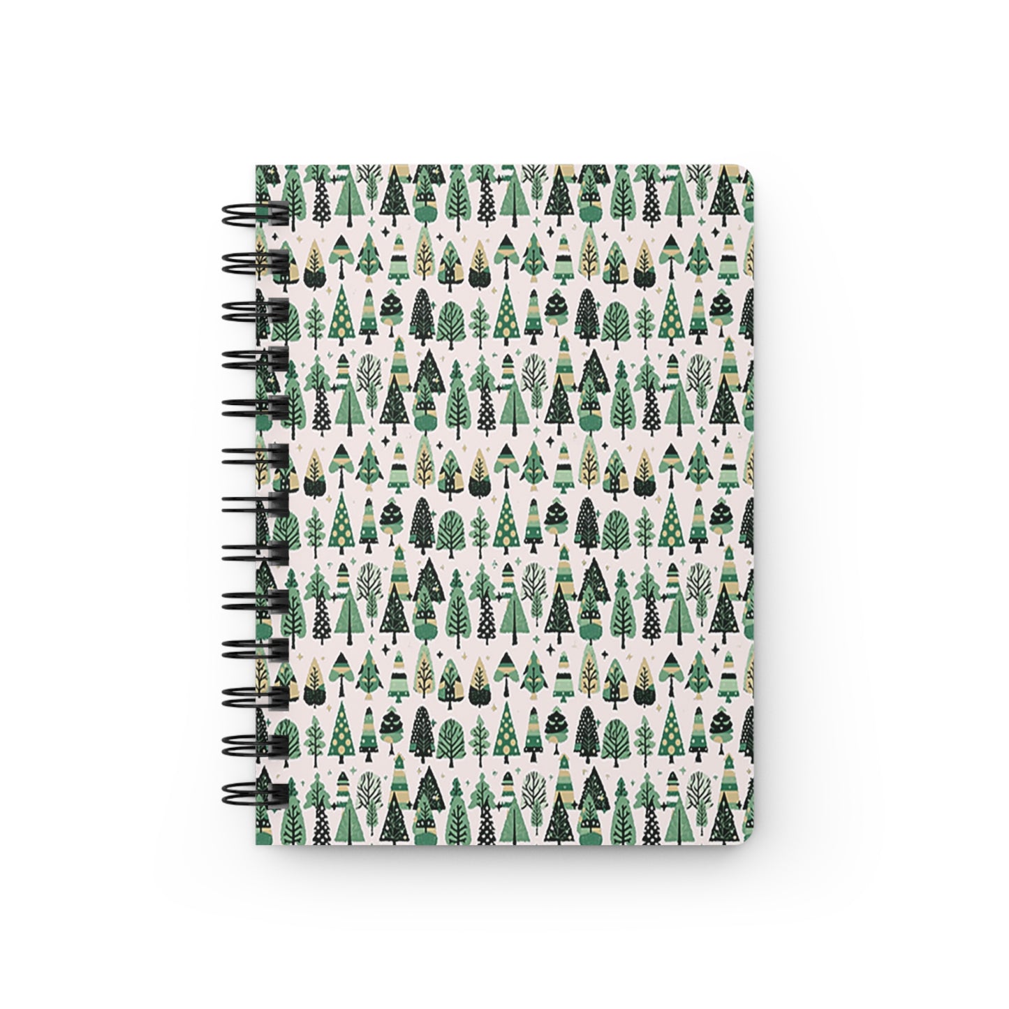 Mini Vintage Green Trees Spiral Bound Journal, 5" x 7" 150 pages