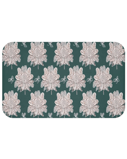 Soft White Floral Butterflies 34" x 21" Bath Mat