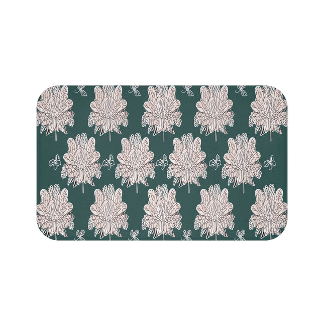 Soft White Floral Butterflies 34" x 21" Bath Mat