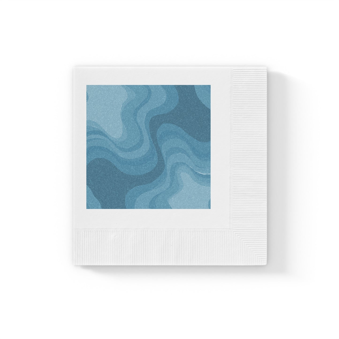 Sky Blue Wavey White Coined Napkins, 4.8" x 4.8"