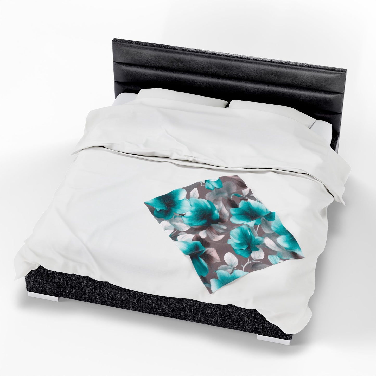 Tif Green Gray Floral Bunch Velveteen Plush Blanket, 30" x 40"