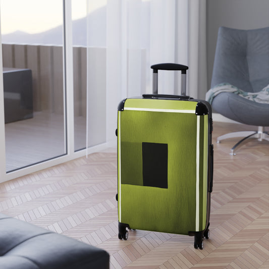 Lemongrass Shadow Medium Suitcase with built in lock, 4 double-wheels, telescopic handle, and ABS back hard-shell