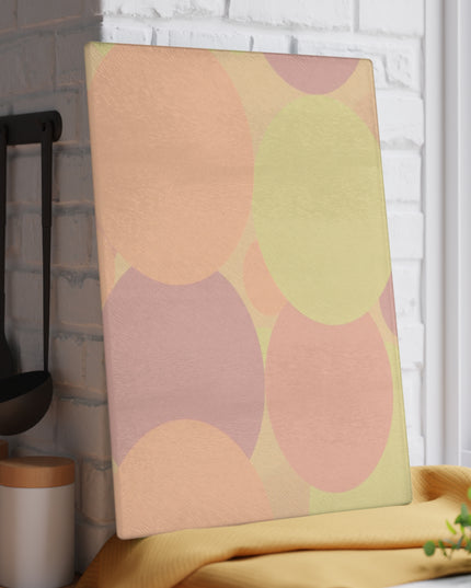Pastel Hot Peach Patches 11" x 15" Glass Cutting Board