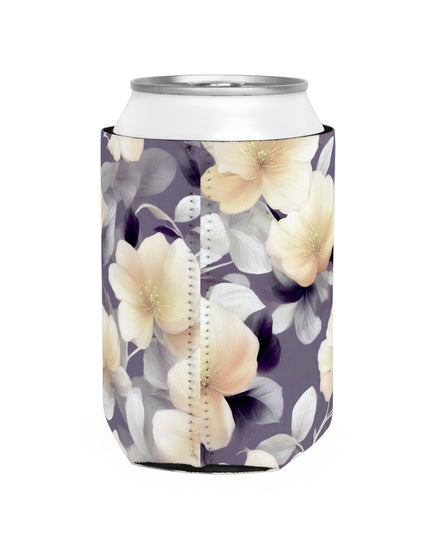 White Blush Floral Bunch 12 oz Can Cooler Sleeve