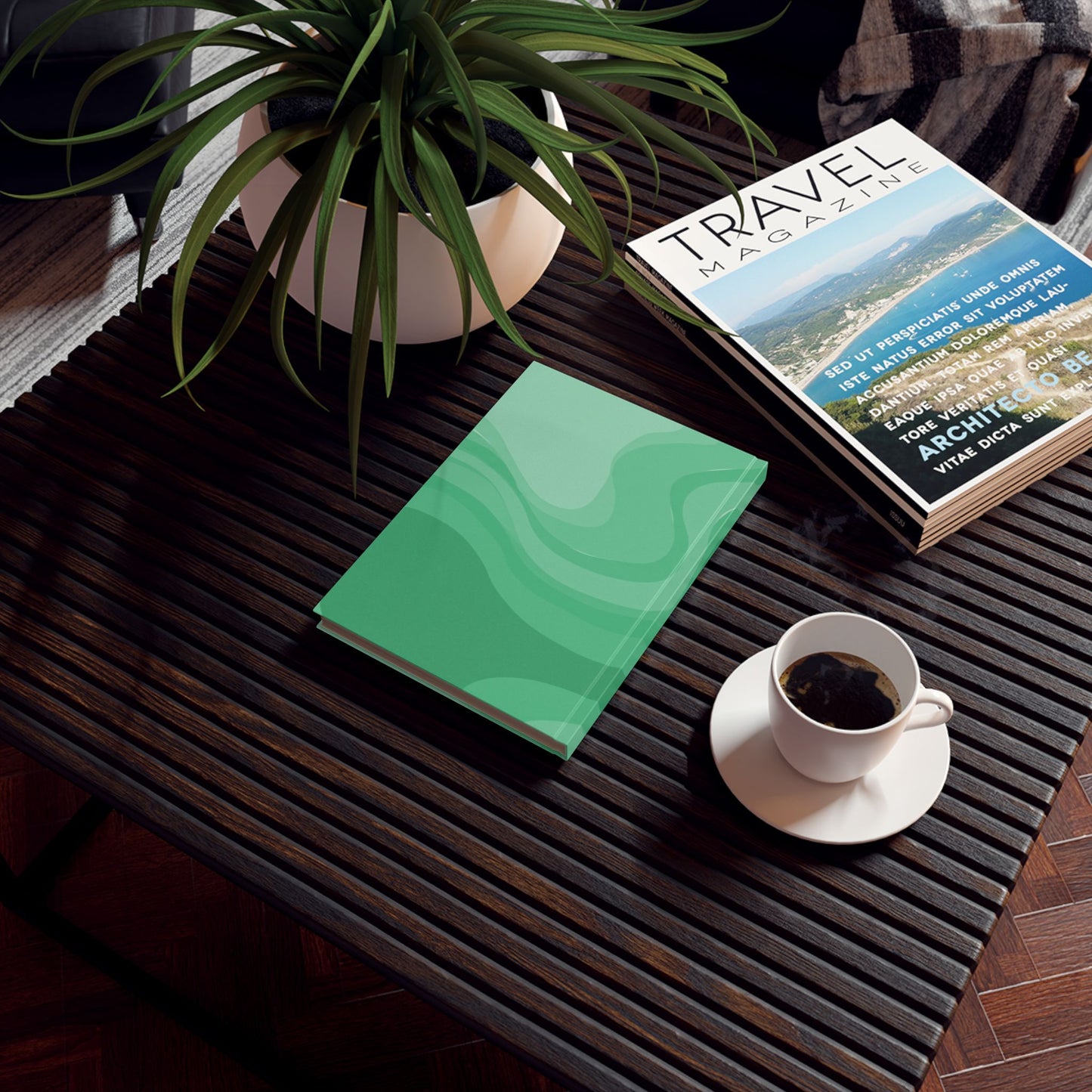 Mint Green Wavey 5.2" x 7.4" Hard Backed Journal with 128 blank pages