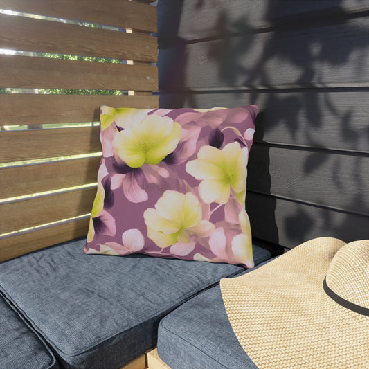 Lemon Blossom Floral Bunch Outdoor Pillow, 16" x 16"
