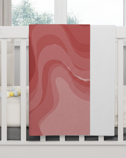 Power Red Wavey Soft Fleece Baby Blanket, 30" x 40"