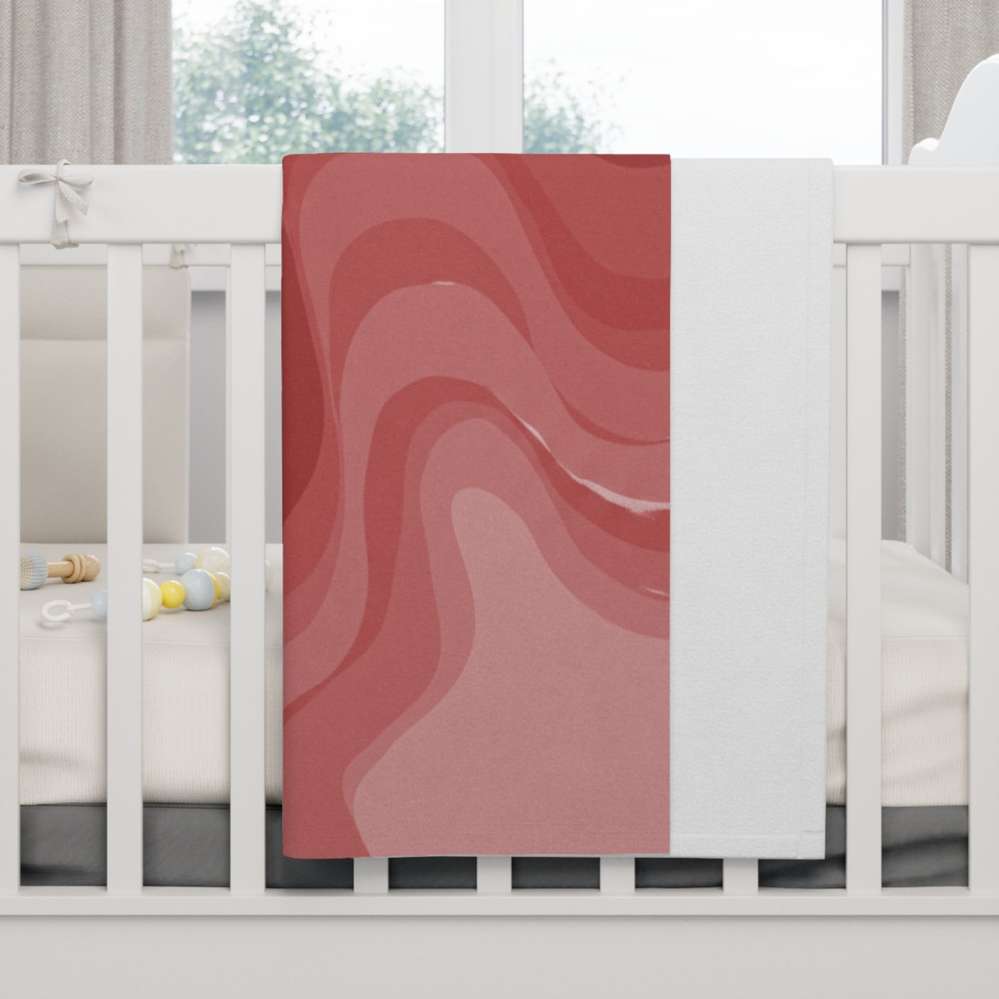 Power Red Wavey Soft Fleece Baby Blanket, 30" x 40"