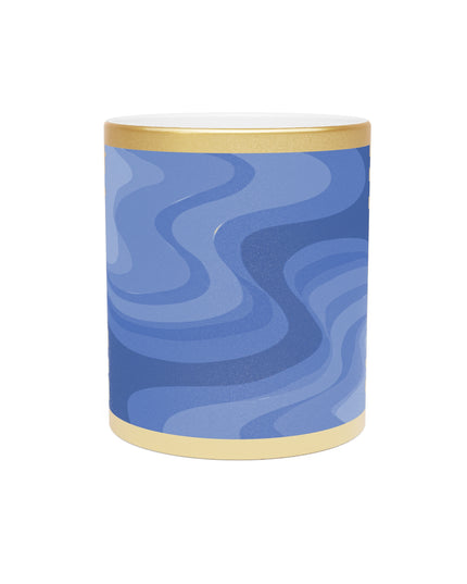 Deep Blue Wavey 11 oz Metallic Mug (Silver\Gold)