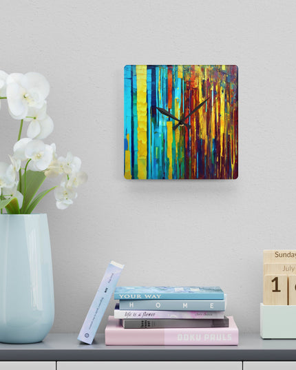Striped Alpha Acrylic Wall Clock, Round or Square, 10.75" x 10.75"