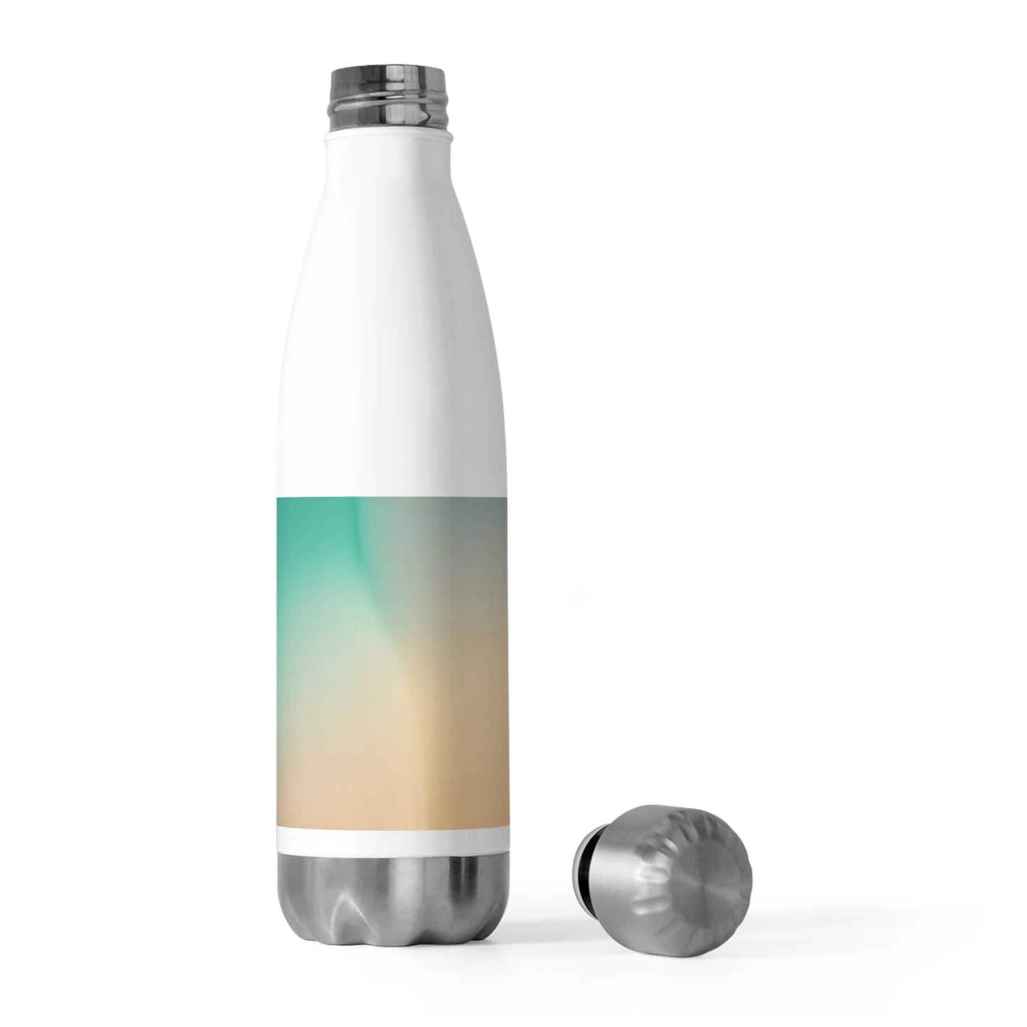 Peachy Green Fade 20oz Insulated White Water Bottle