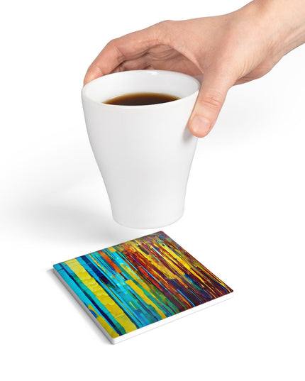 Striped Alpha 4" x 4" Square Ceramic Coaster
