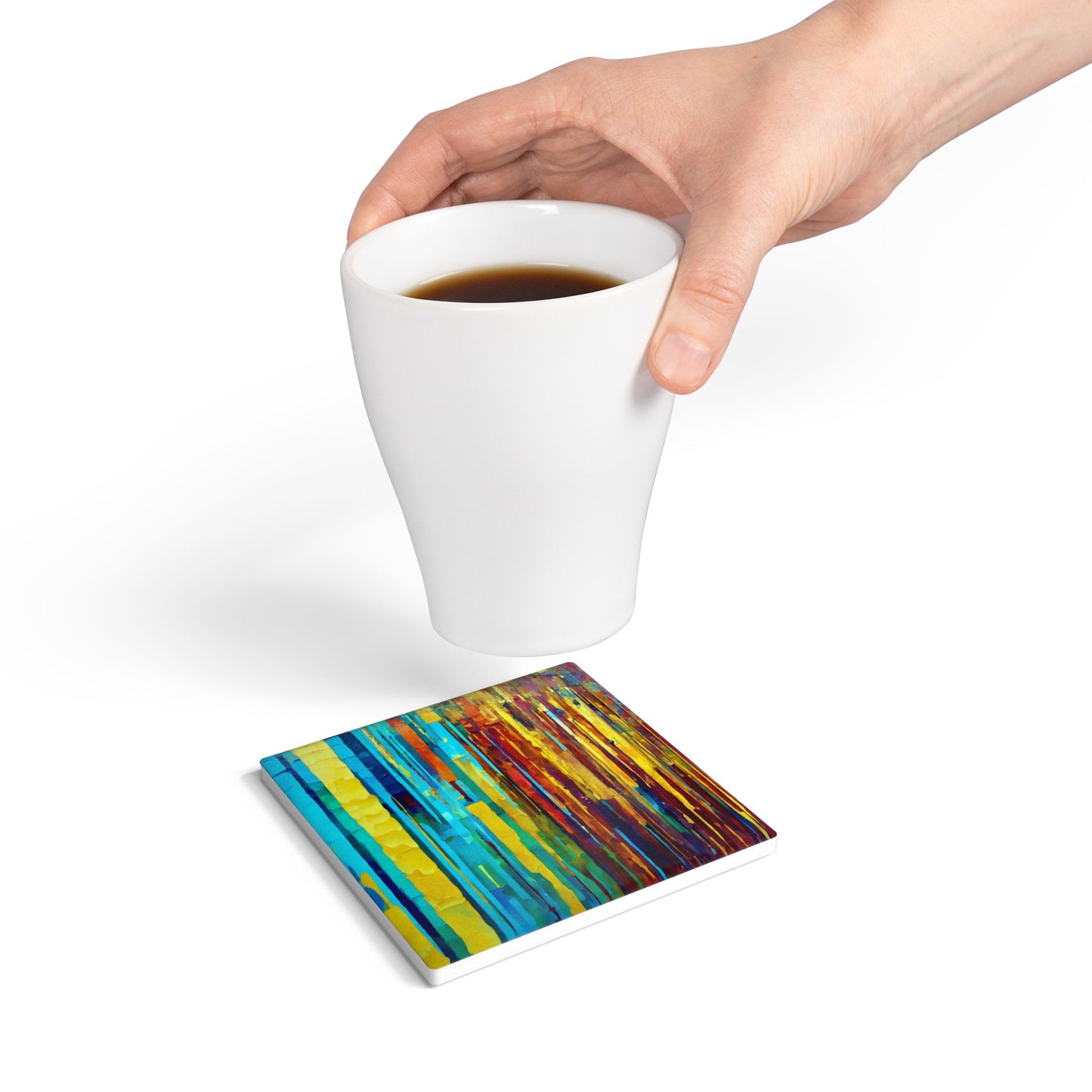 Striped Alpha 4" x 4" Square Ceramic Coaster