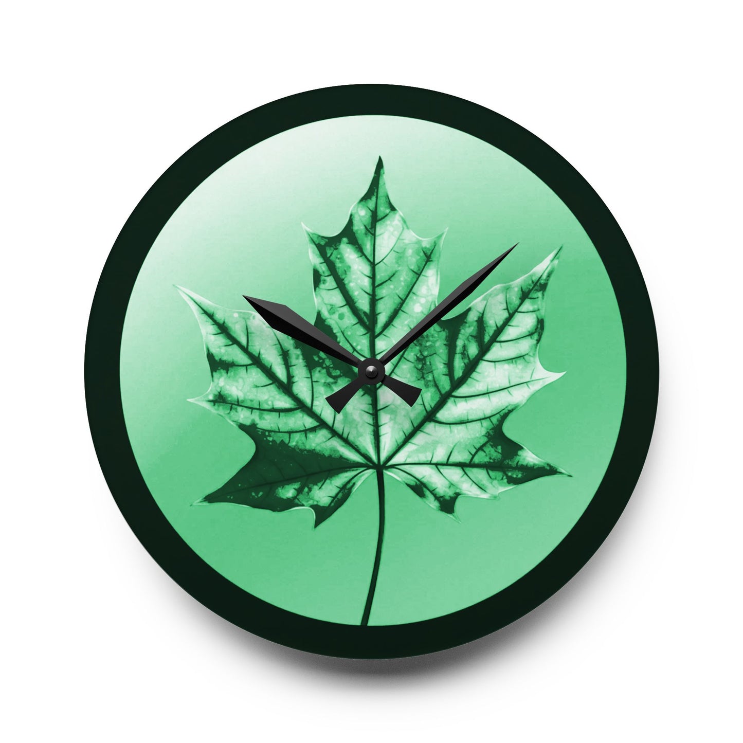 Mint Green Maple Leaf Acrylic Wall Clock, Round or Square, 10.75" x 10.75"
