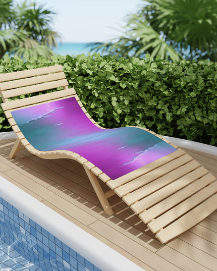 Dark Blue Green Sea Purple Fog Beach Towel, 24" x 44"