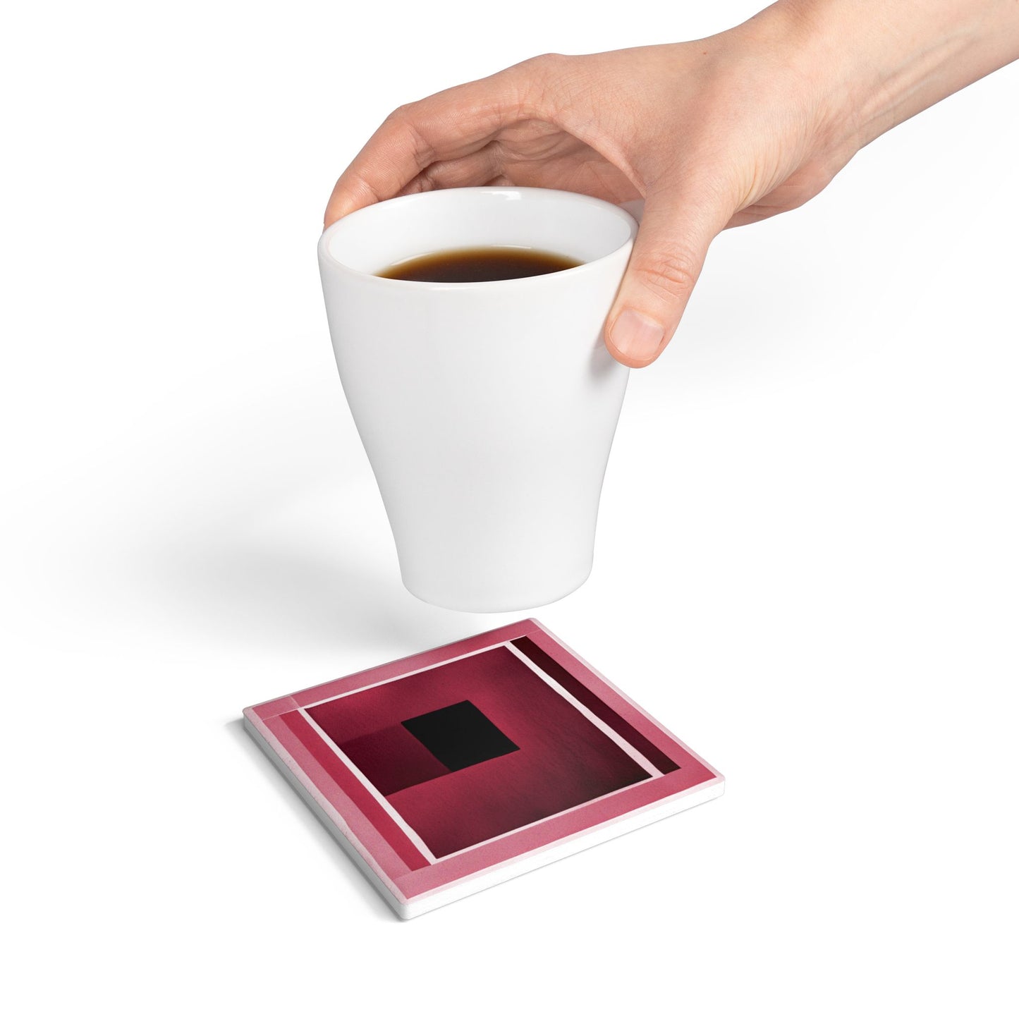 Red Shadow 4" x 4" Square Ceramic Coaster
