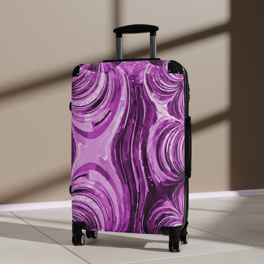 Uzi Spiral Powder Lavender Medium Suitcase with built in lock, 4 double-wheels, telescopic handle, and ABS back hard-shell