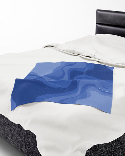 Deep Blue Wavey Velveteen Plush Blanket, 30" x 40"