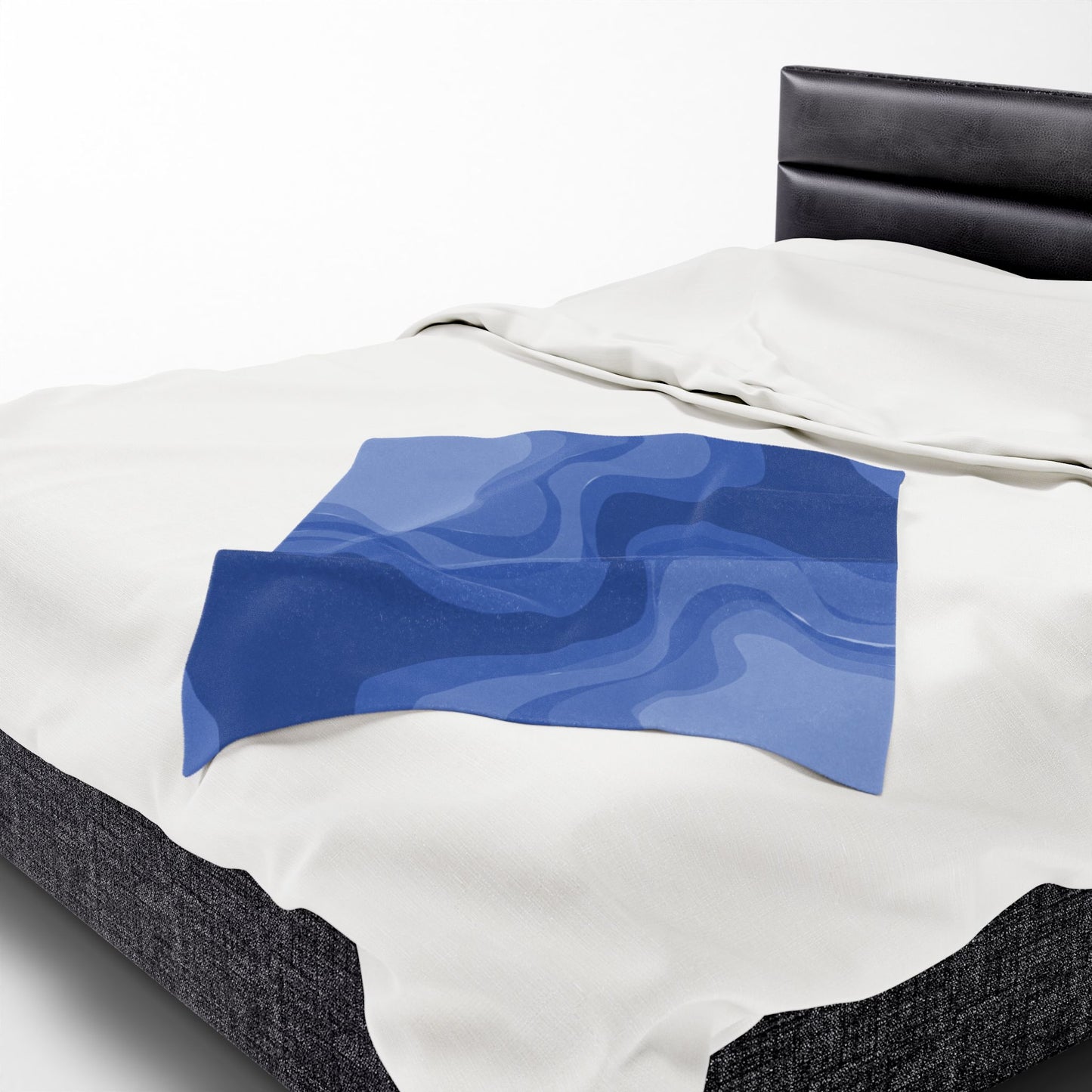 Deep Blue Wavey Velveteen Plush Blanket, 30" x 40"
