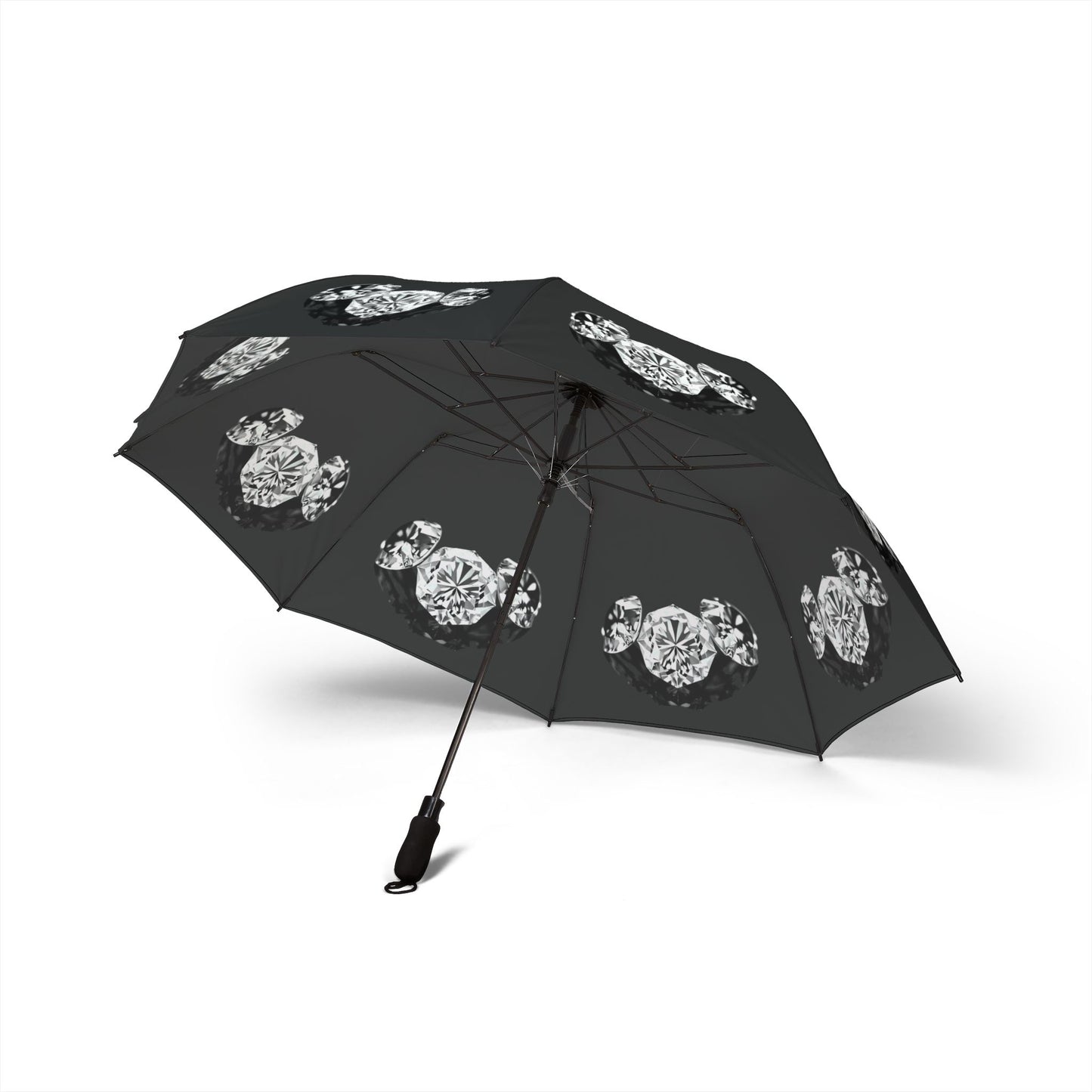 Stylish White Tri-Diamonds Foldable Umbrella - Compact & Chic