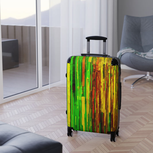 Striped Beta Medium Suitcase with built in lock, 4 double-wheels, telescopic handle, and ABS back hard-shell
