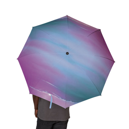 Dark Blue Green Sea Purple Fog Foldable Umbrella - Compact & Chic