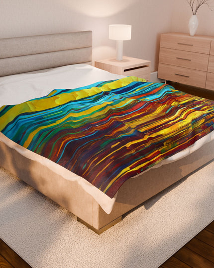Striped Alpha Velveteen Plush Blanket, 60" x 80"
