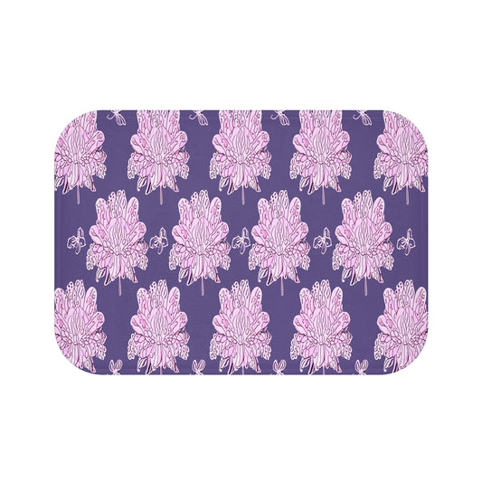 Magenta Floral Butterflies 24" x 17" Bath Mat