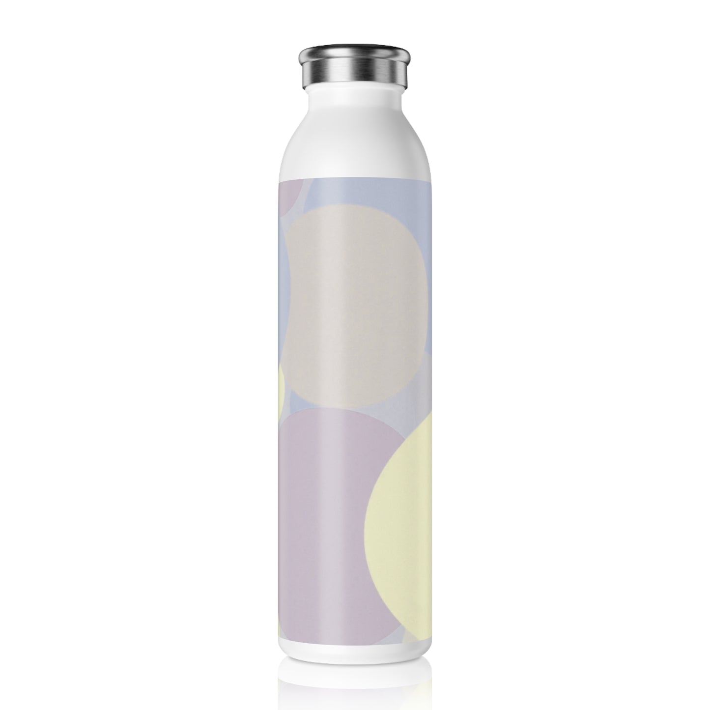 Pastel Soft Blue and Soft White Patches Slim Water Bottle, 20 oz White