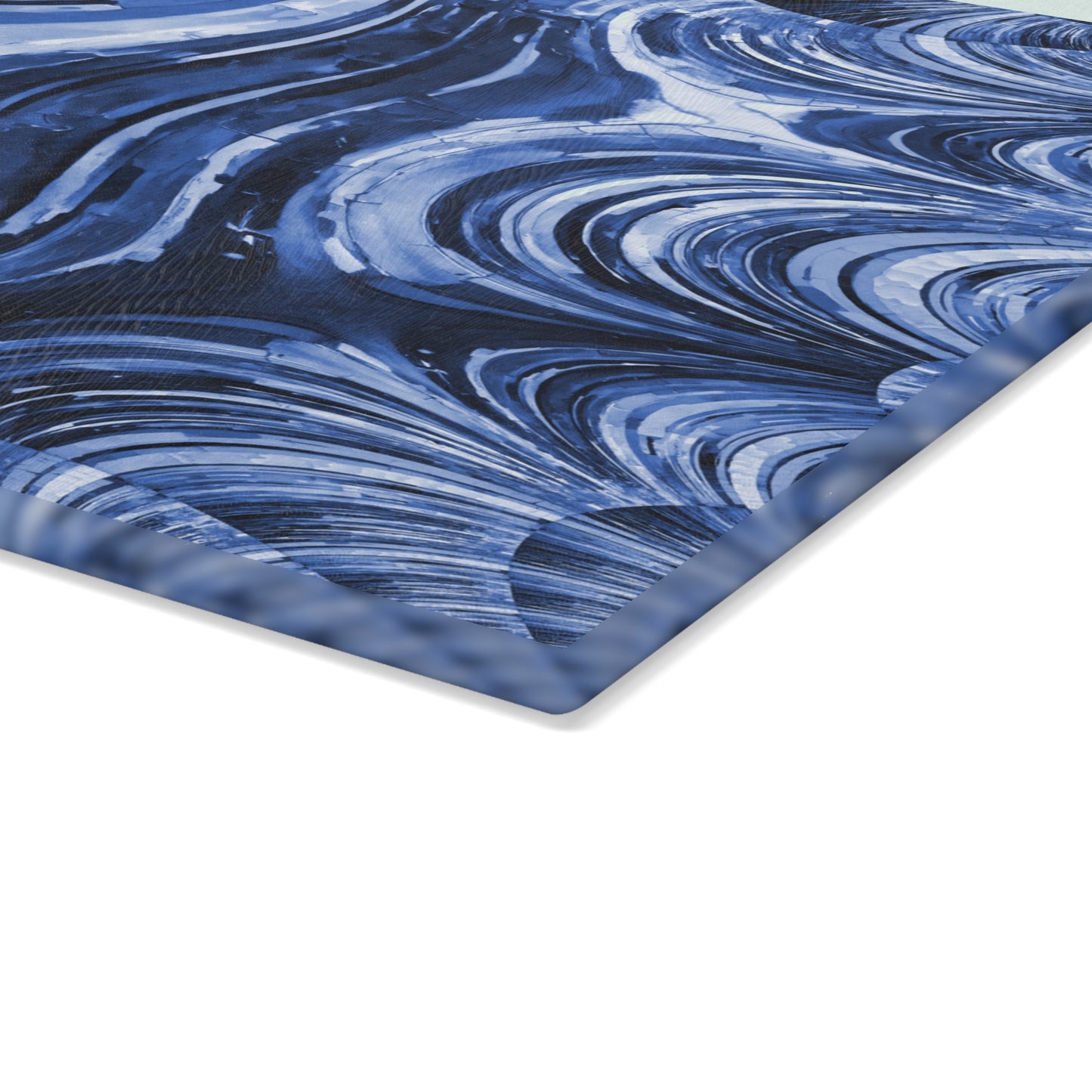 Uzi Spiral Deep Blue 11" x 15" Glass Cutting Board