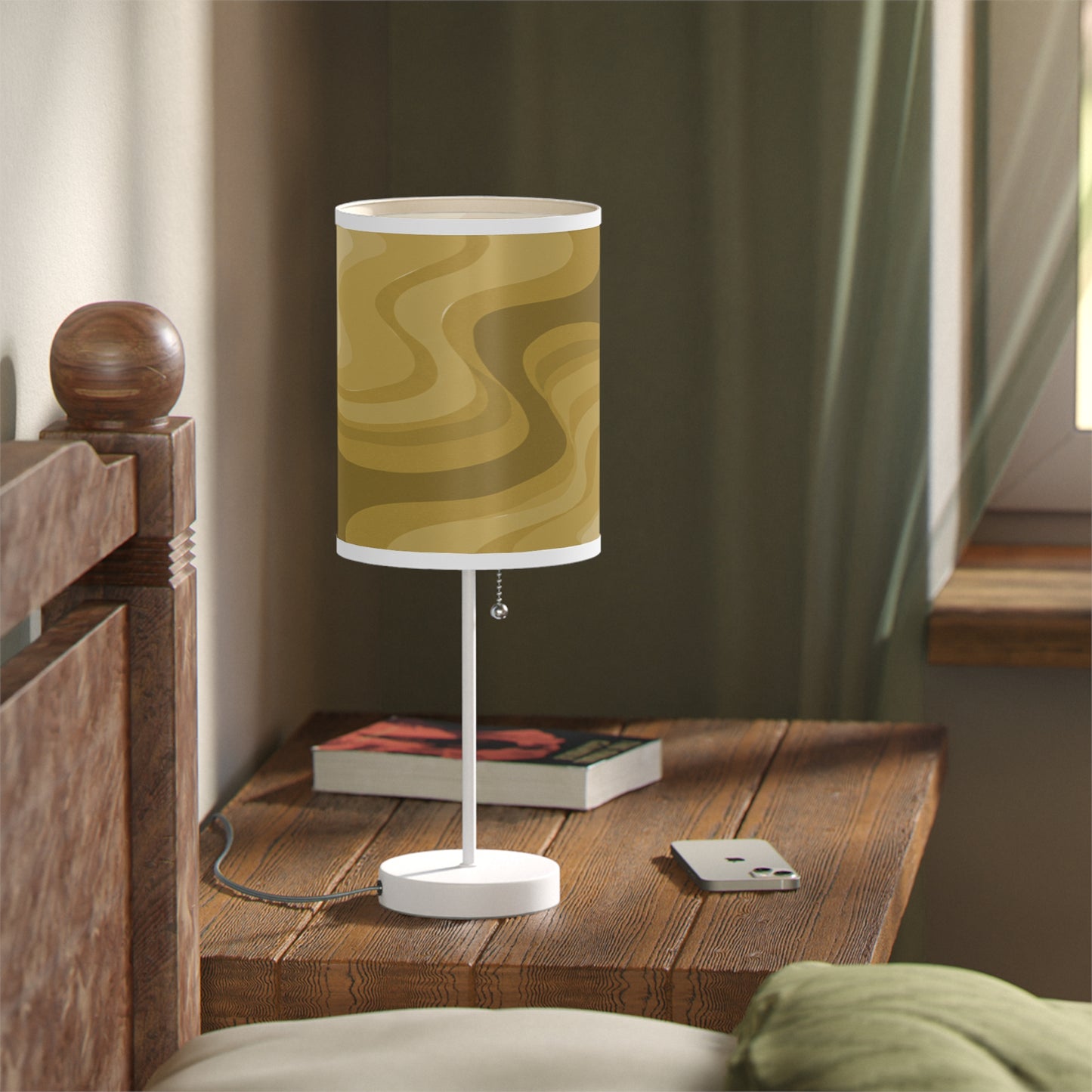 Brown Wavey Table Lamp on a White or Silver Stand, US|CA plug
