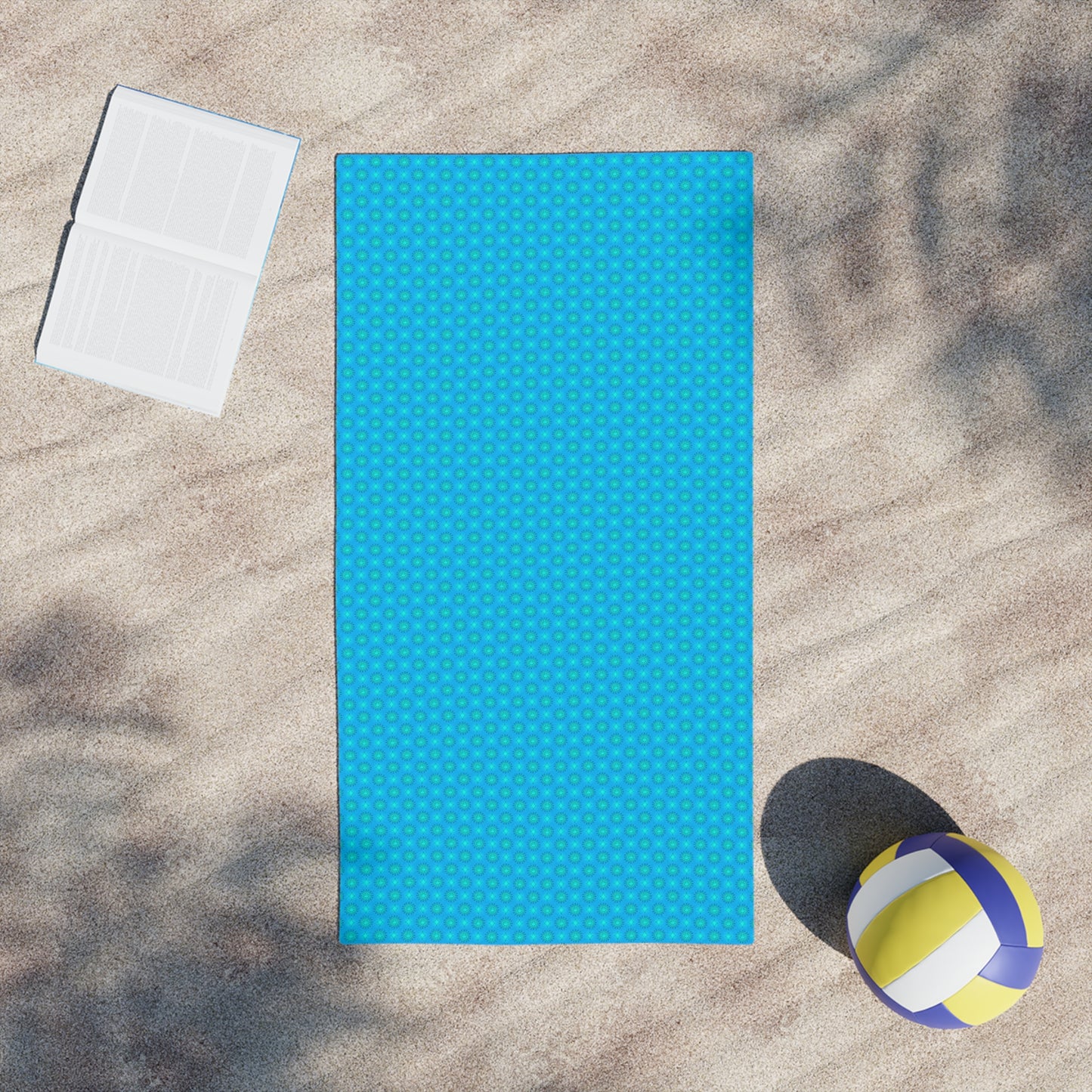 Blue Green Star-crossed Bodies Beach Towel, 24" x 44"