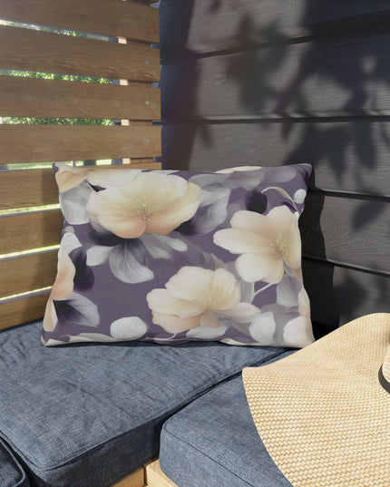 White Blush Floral Bunch Outdoor Pillow, 20" x 14"