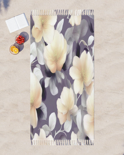 White Blush Floral Bunch 38" × 81" Boho Beach Cloth