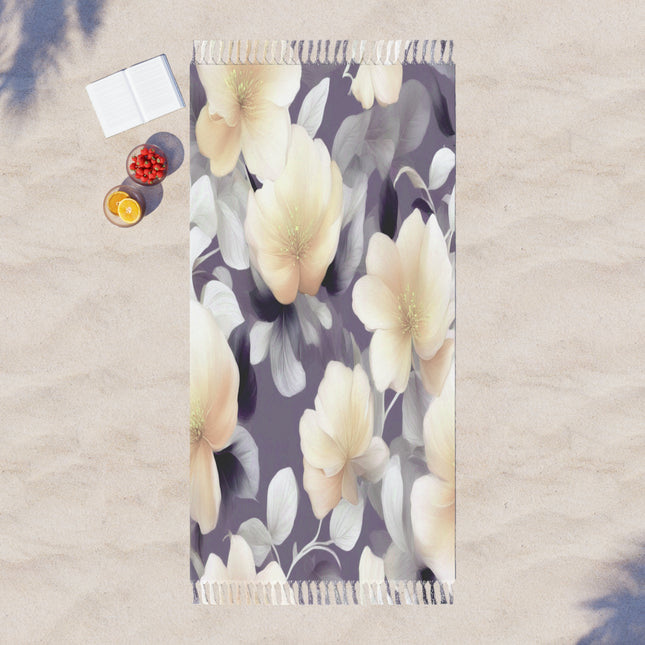 White Blush Floral Bunch 38" × 81" Boho Beach Cloth