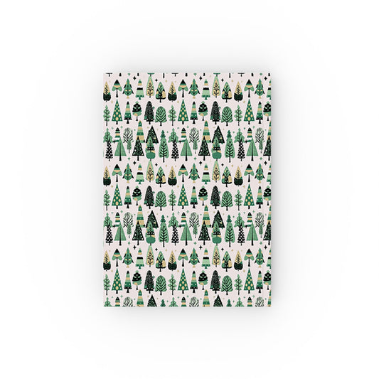 Mini Vintage Green Trees 5.2" x 7.4" Hard Backed Journal with 128 blank pages