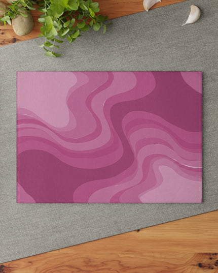 Pinky Mauve Wavey 8" x 11" Glass Cutting Board