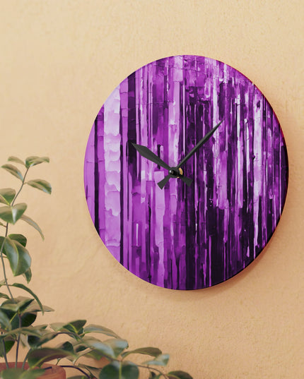 Striped Powder Lavender Acrylic Wall Clock, Round or Square, 10.75" x 10.75"