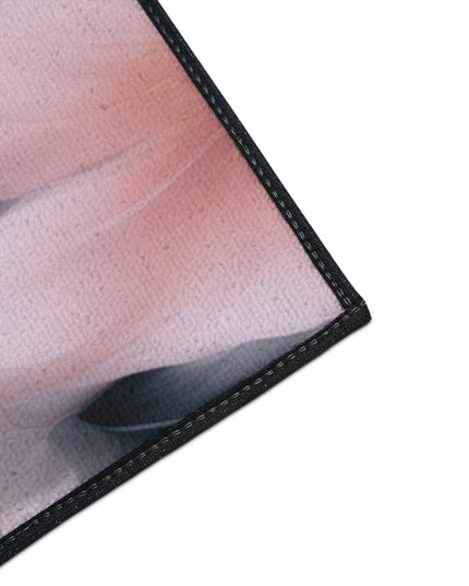 Peach and Blue Gray Floral Bunch Heavy Duty Floor Mat, 36" x 60"