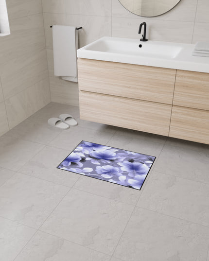 Indigo Blossom Floral Bunch Heavy Duty Floor Mat, 18" x 27"