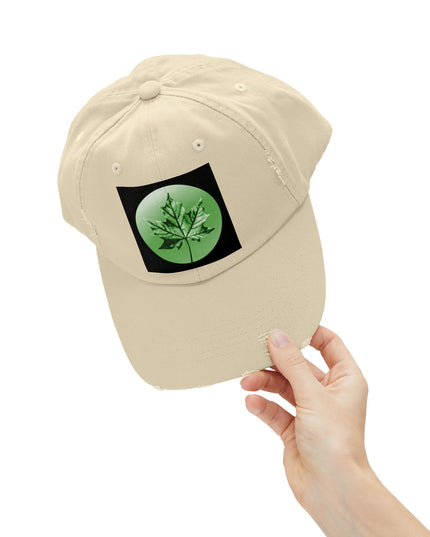 Mint Green Maple Leaf Unisex Distressed Cap