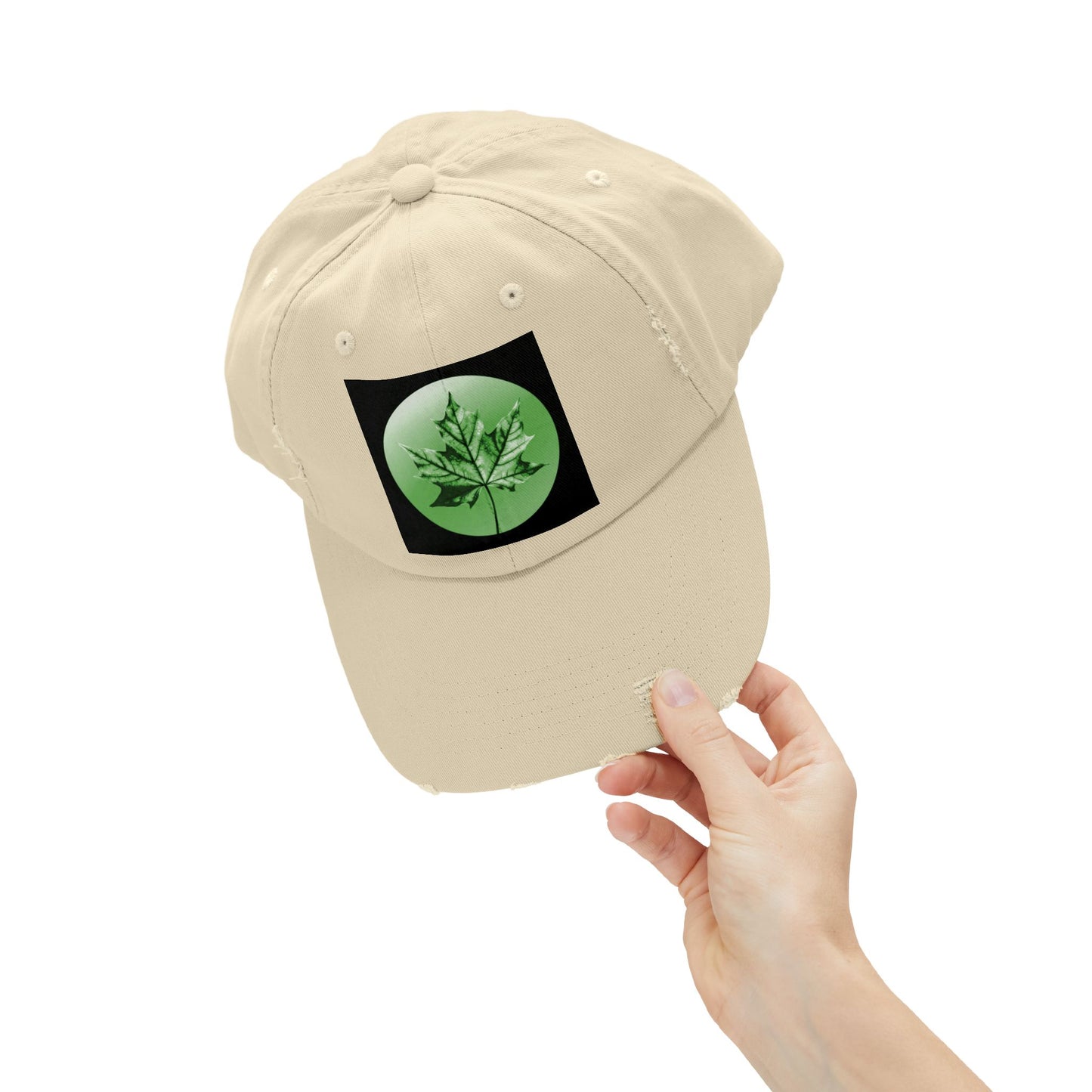 Mint Green Maple Leaf Unisex Distressed Cap