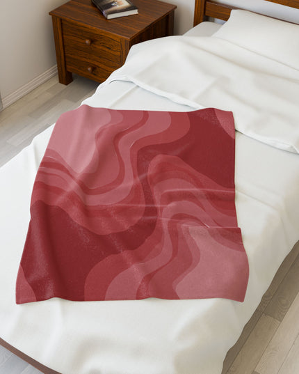 Power Red Wavey Velveteen Plush Blanket, 30" x 40"