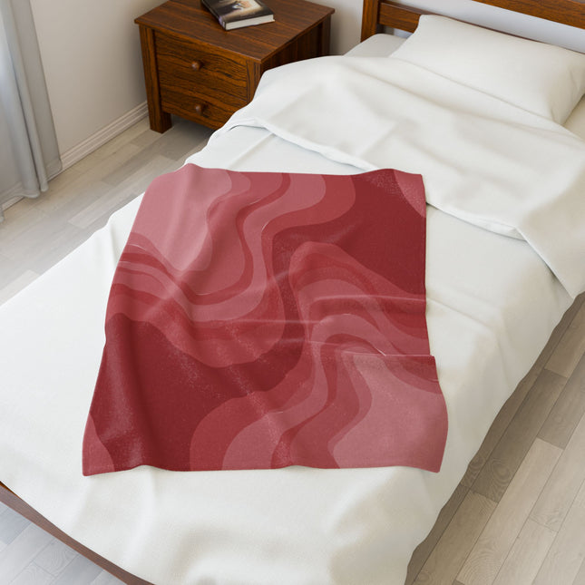 Power Red Wavey Velveteen Plush Blanket, 30" x 40"