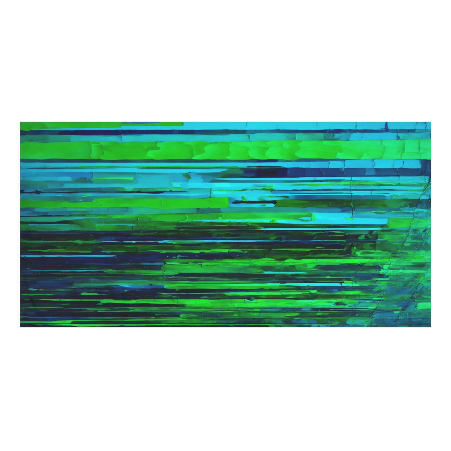 Striped Blue Green 30" x 60" Mink-Cotton Towel (50% polyester, 50% cotton)